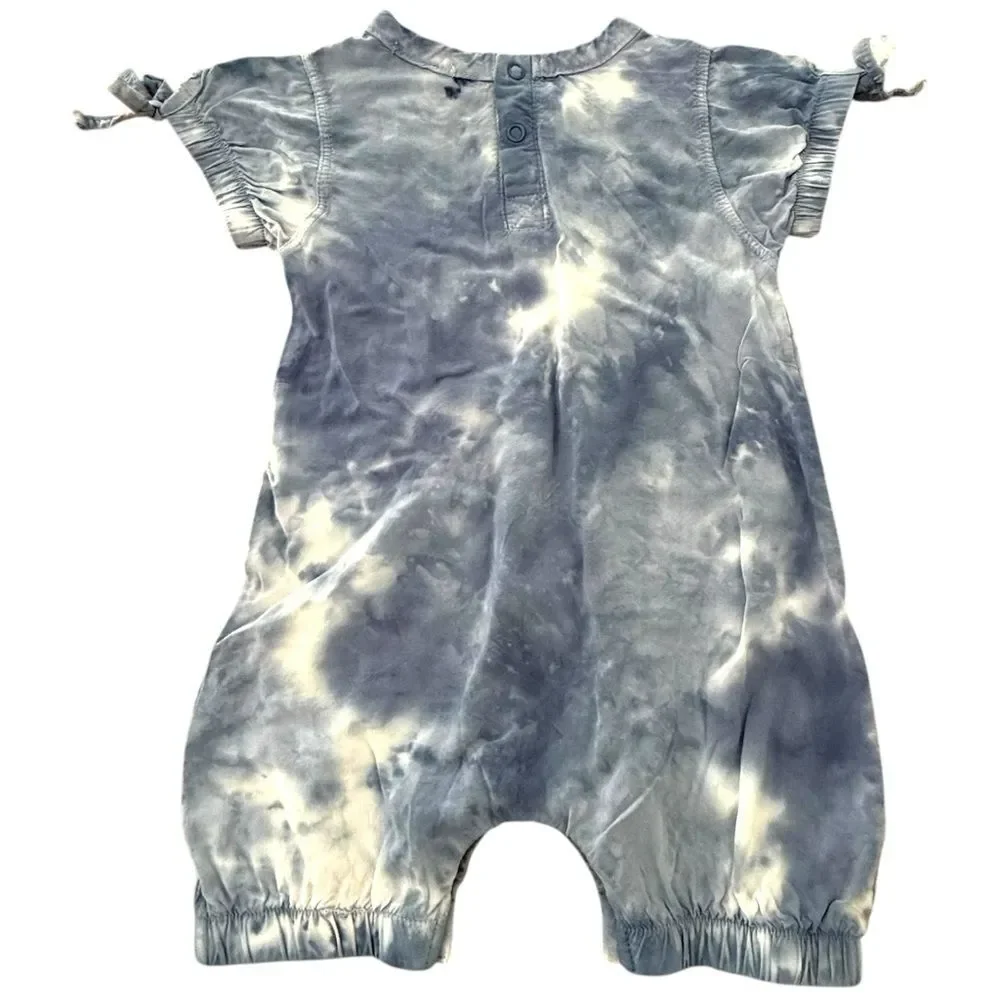 Splendid Baby Girls Blue Tie Dye Short Sleeve One Piece Romper. 3-6 Months.